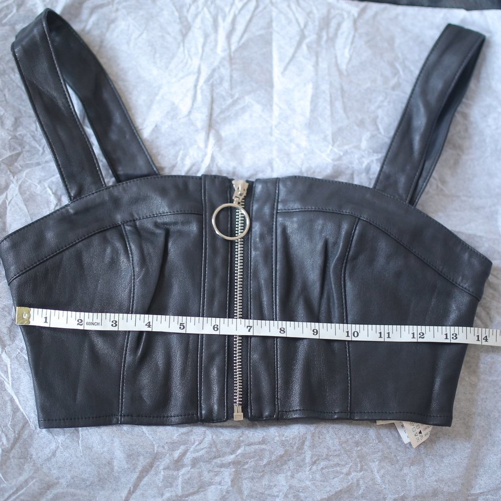 Pre-owned Faux Leather Black Crop Bra Top. - Picture 5 of 6